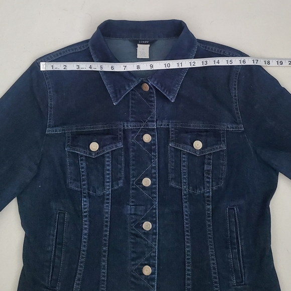 J. Crew Dark Blue Jean Jacket Women's SIZE LARGE. - Picture 14 of 16